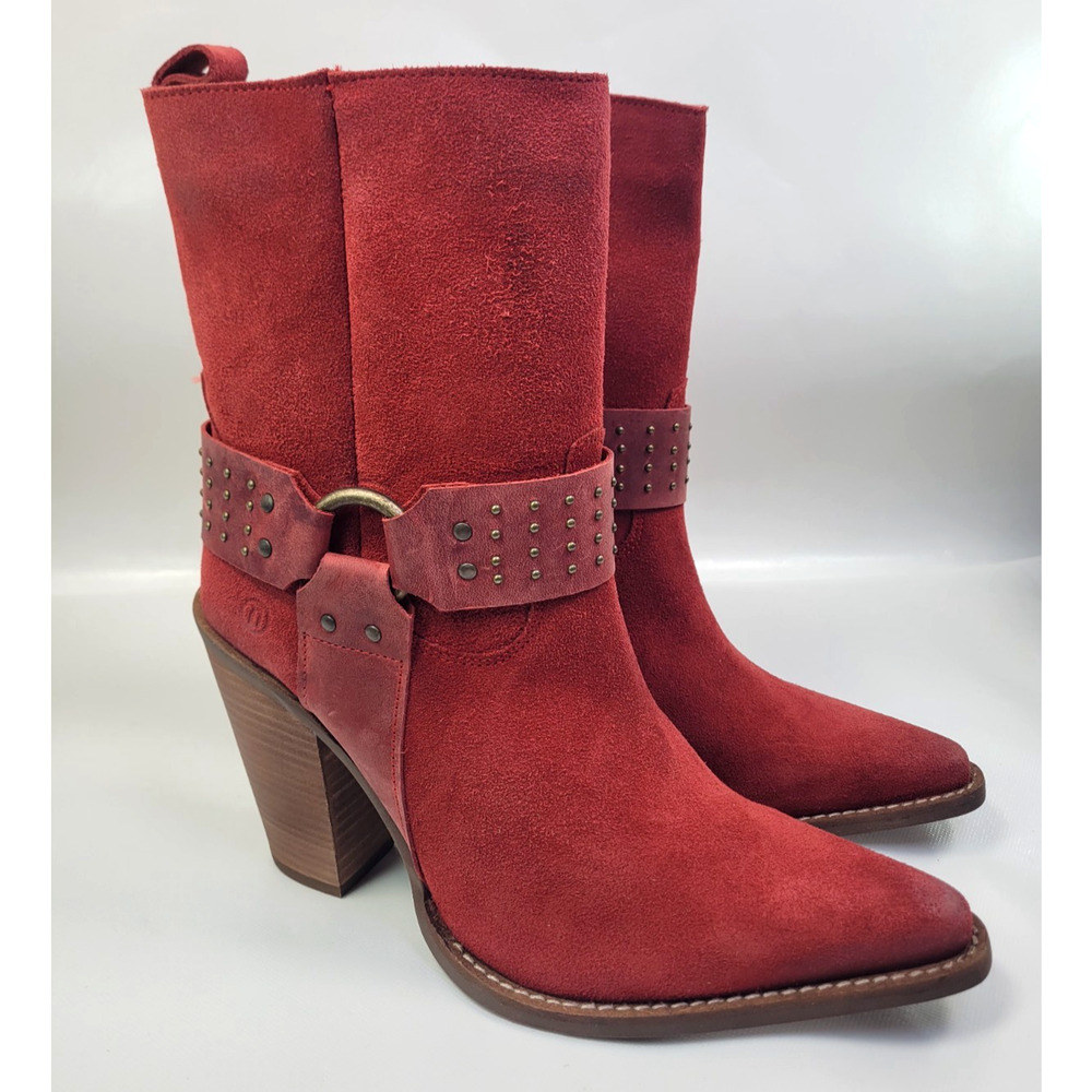 Dingo Women's Songbird Suede Leather Western Boot, Red, Size 11